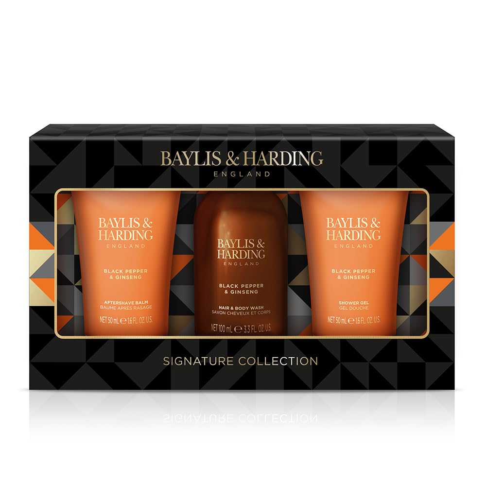 Baylis & Harding Black Pepper & Ginseng Men's Luxury Mini Trio Gift Set (Pack of 1) - Vegan Friendly