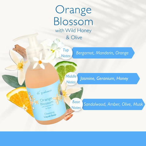 Di Palomo Orange Blossom & Honey Liquid Soap Multipack 2 X 240ml. Moisturising Hand Wash, Hand Soap Dispenser. Skin Care Antibacterial Soap. Handwash Liquid Soap. Liquid Soap Gifts.