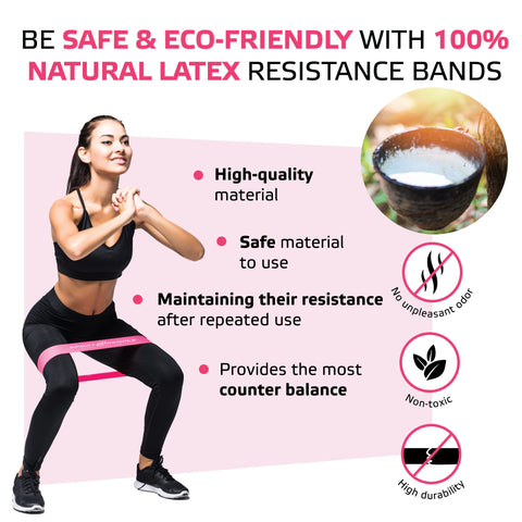 Exercise Resistance Loop Bands with 2 Workout E-Books for Strength Training and Physical Therapy - Set of 4 Fitness Mini Loops for Booty, Hips and Legs