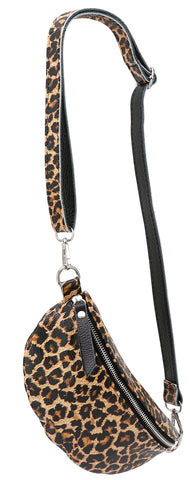 SH Leder ® AVA G292 Genuine Leather Waist Bag for Festival Travel Bum Bag Small Crossbody Bag Women Leather Bag 23 x 12 cm, Leopard print, 23 x 12,50 x 7 cm