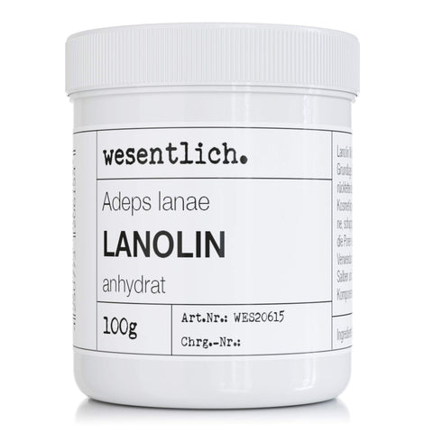 Lanolin wool fat anhydrate, 100 g, water-free and hardly any odour, wool wax from wesentlich.