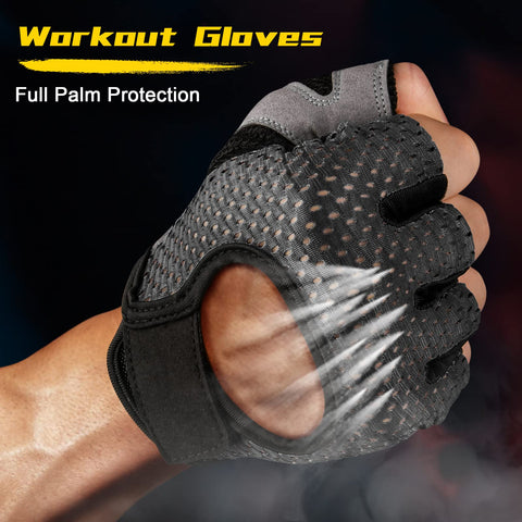 flintronic Gym Gloves, Breathable Training Gloves with Microfiber Fabric, No-Slip Silicone Padded Palm Protection and Extra Grip, Fitness Gloves for Men&Women, Weight Lifting/Cross Fit/Cycling
