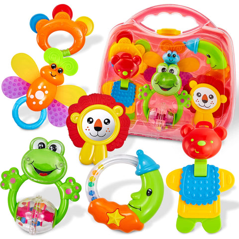 HERSITY Baby Toys 0-6 Months, Baby Rattles Teethers 0-3 Months, Newborn Sensory Toys Gifts 3 6 9 12 Months Boys Girls
