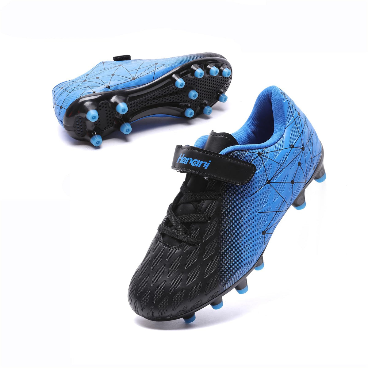 Boys Football Boots Shoes Kids Girls FG/AG Soccer Athletics Training Sport Running Shoes Profession Competition Teenager Indoor Outdoor Cleats Sneakers for Unisex Black Blue EU36 Convert 3UK