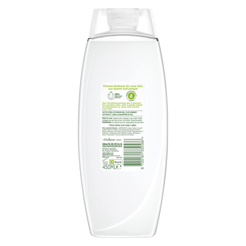 Simple Kind to Skin Refreshing Shower Gel body wash with cucumber extract for sensitive skin 6x 450 ml