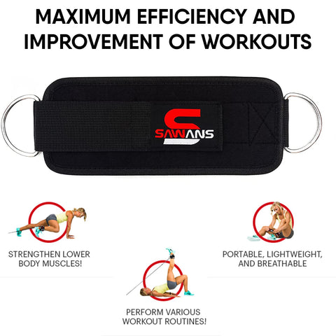 SAWANS Weightlifting Ankle Cuff Gym Pulley 1XD Straps Neoprene Ankle Strap for Machine Cable Attachment Kickback Leg Extension Glute Curls Booty Builder Thigh Strengthener
