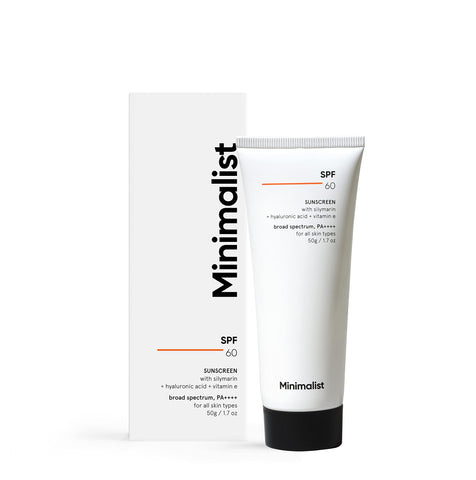 Minimalist Sunscreen SPF 60 PA ++++ | For Sensitive Skin | Pregnancy Safe | Photo stable | Broad Spectrum Sunscreen SPF 50+ With Potent Antioxidants & Advanced Filters | No White Cast | Non Irritant | 50 gm