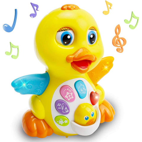 EARSOON Dancing Walking Electric Duck Smart Toys with Music and LED Light Cute Cartoon Yellow Duck Children Interactive Early Learning Toy for Birthday Kids Gift Boy & Girl