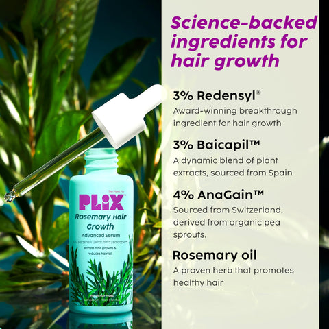 PLIX - THE PLANT FIX Rosemary Hair Growth Serum with 3% Redensyl, 4% AnaGain, 3% Baicapil, 50 ml (Pack of 1) | Stimulates Hair Growth, Increase Hair Density & Thickens Hair | For Men & Women