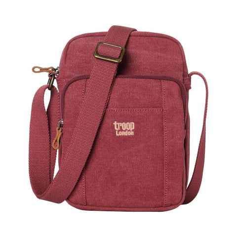 Troop London TRP0370 Classic Canvas Across Body Bag Burgundy Troop London TRP0370 Classic Canvas Across Body Bag Burgundy
