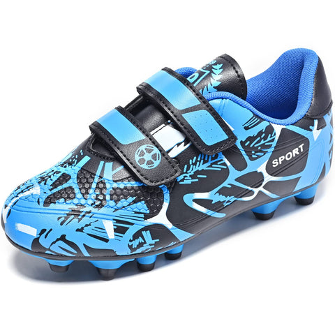 Astro Turf Football Boots for Boys and Girls Football Training Shoes for Kids Teenager Outdoor Cleats Professional Soccer Trainers Size 4 UK Black Blue