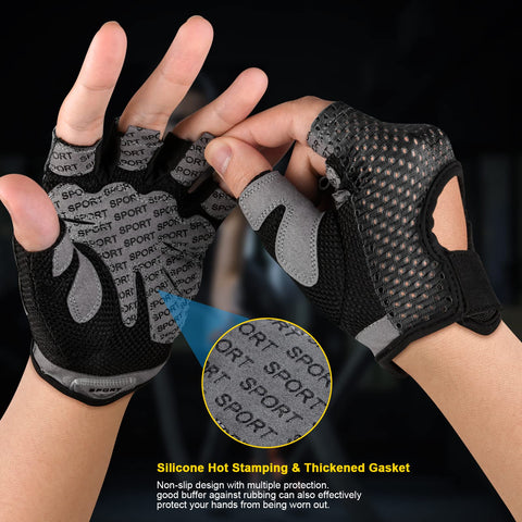 flintronic Gym Gloves, Breathable Training Gloves with Microfiber Fabric, No-Slip Silicone Padded Palm Protection and Extra Grip, Fitness Gloves for Men&Women, Weight Lifting/Cross Fit/Cycling
