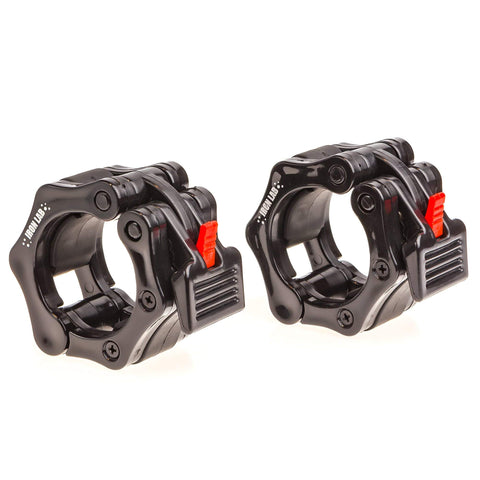 Iron Lab Olympic Barbell Clamps Pair of 2" Inch Pro Collar Set of 2 Black Bar Clips Perfect for Pro Crossfit Strong Lifts and Olympic Training Professional Quality