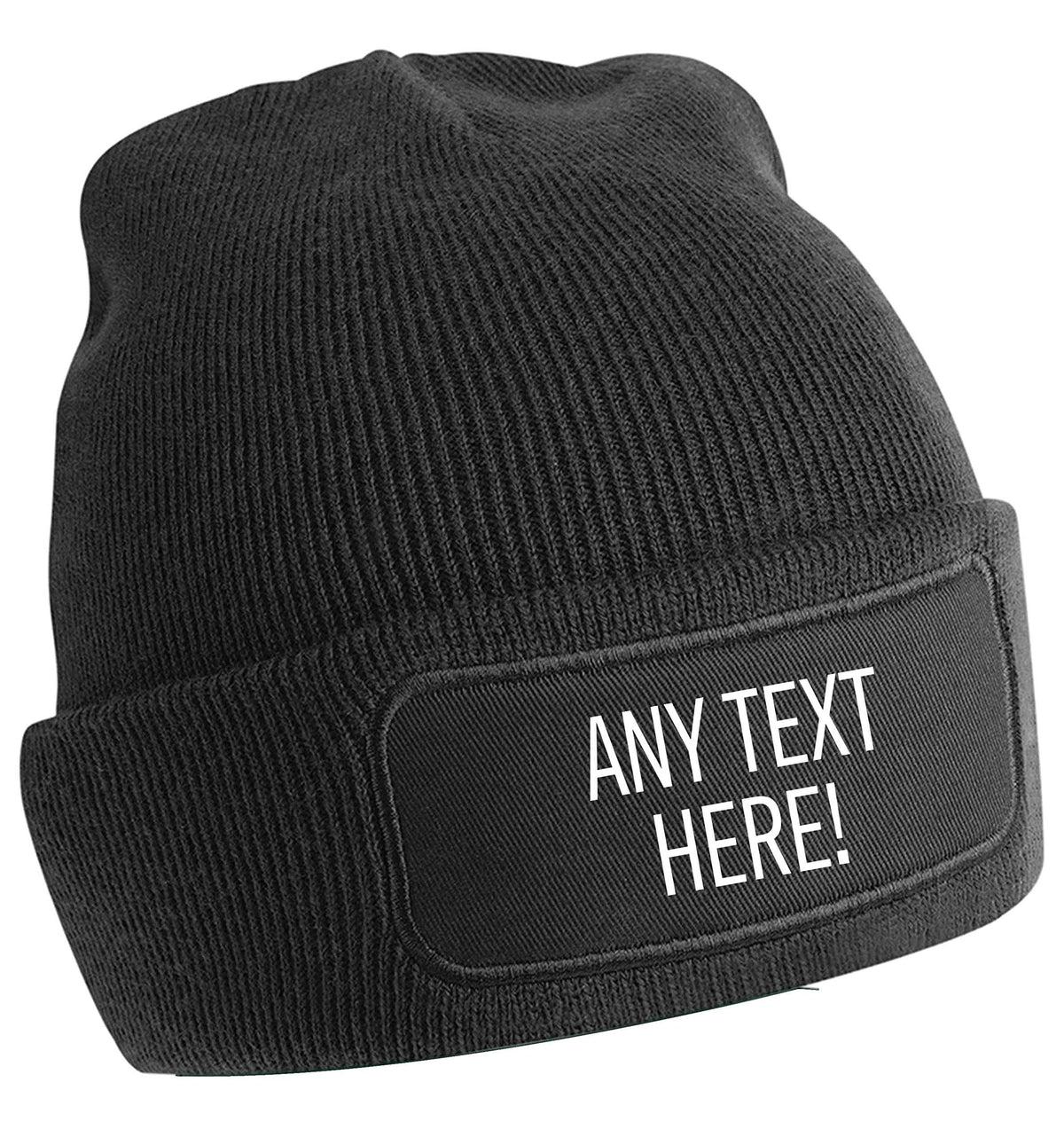Flox Creative Adults Beanie Hat in Black Any Text Here