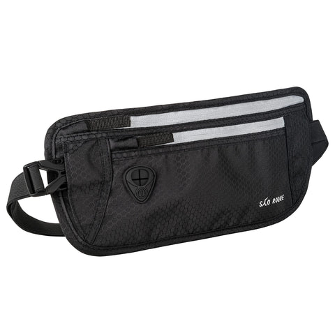 SAO ROQUE ® Bum Bag (XL) for Men and Women, Passport Case, Waist Bag, Travel Gadgets with RFID Blocker, Hip Bag, Stylish Money Belt, Flat (Black)