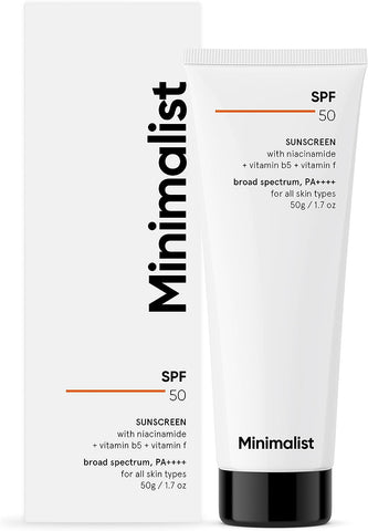 Minimalist Multi Vitamin SPF 50+ PA ++++ Sunscreen For Complete Sun Protection | Oxybenzone & OMC Free | 50 gm