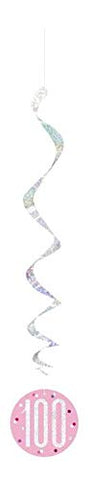 Unique 83818 Pink Hanging Swirl Decorations-32 Silver | 6 Pcs, Age 100