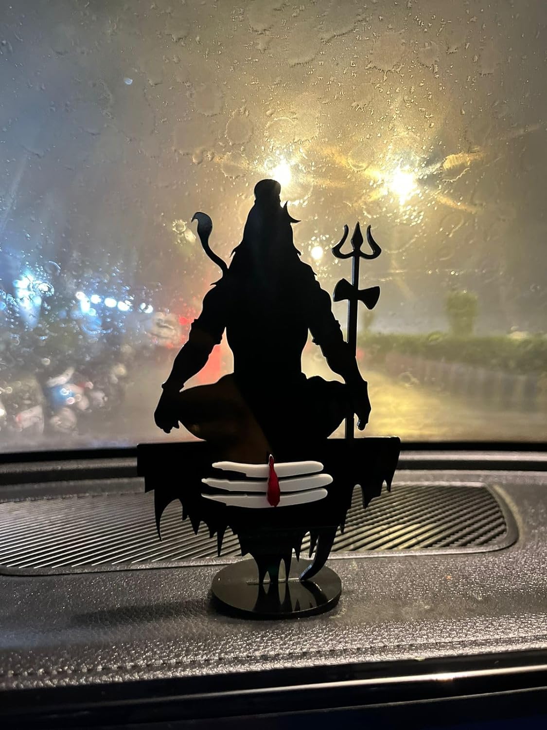 TrifleArte Acrylic Shiva Idol, Adiyogi Mahadev Statue on a Stand, Shankar with Trishul & Damru, Meditating Shiv, for Home Decor,Car Dashboard,Gift Item,Table Decor,3mm Thick,Black
