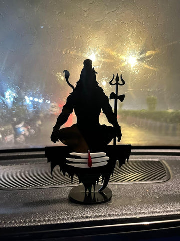 TrifleArte Acrylic Shiva Idol, Adiyogi Mahadev Statue on a Stand, Shankar with Trishul & Damru, Meditating Shiv, for Home Decor,Car Dashboard,Gift Item,Table Decor,3mm Thick,Black