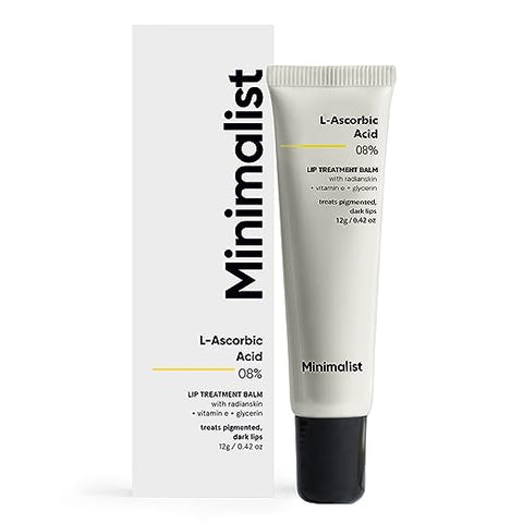 Minimalist 8% L-Ascorbic Acid Lip Treatment Balm with Vitamin E, Radianskin & Glycerine for Pigmented & Dark Lips | 12 gm