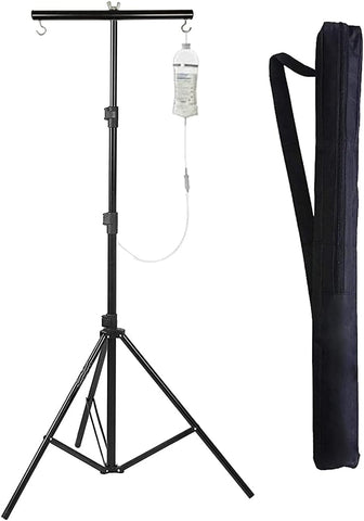 GIFTMAX Hospital IV Drip Glucose Saline Stand for Multipurpose Adjustable drip Stand with Carry Bag IV Drip Stand for Home, Clinic, Hospital