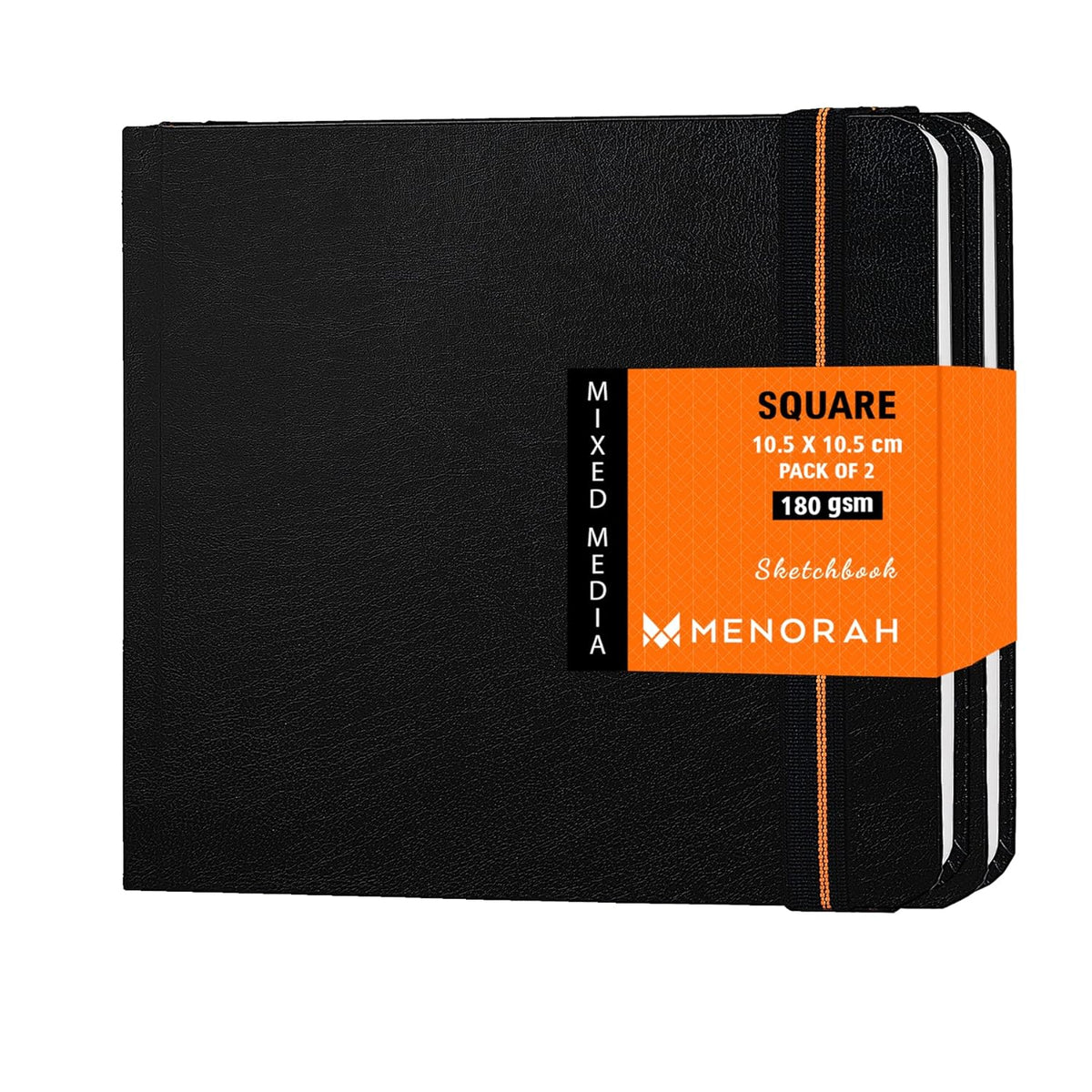 MENORAH - Sketch Book for Artist - Square - 180 GSM - Square Sketch Book - for Drawing - Hard Bound - 100 Pages/50 Sheets - (15.0 x 15.0 cm)- Black