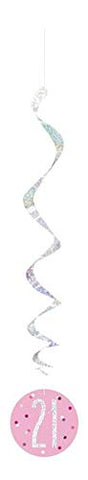 Unique 83810 Pink Hanging Swirl Decorations-32 Silver | 6 Pcs, Age 21