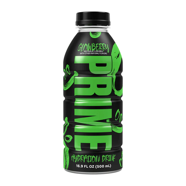 Prime Hydration Drink Sports Beverage "Glowberry ," Naturally Flavored, Caffeine Free, 16.9 Fl Oz Bottle