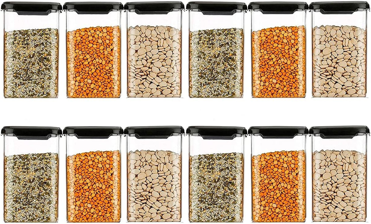 Netiva Air Tight Container For Kitchen Storage Set, Kitchen Containers Set, kitchen organizer items and storage, Bpa-Free Container, Dishwasher Safe (1100 ml - pack of 12)