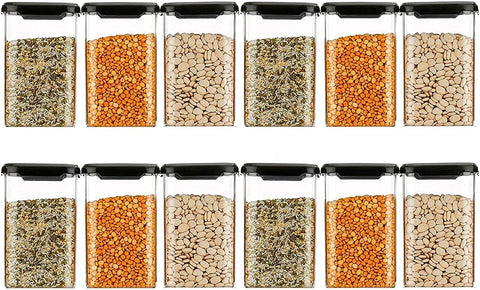 Netiva Air Tight Container For Kitchen Storage Set, Kitchen Containers Set, kitchen organizer items and storage, Bpa-Free Container, Dishwasher Safe (1100 ml - pack of 12)