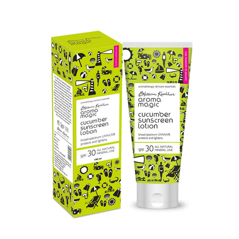 Aroma Magic Cucumber Sunscreen Lotion | 100ml | SPF 30, Natural UV Protection | Moisturizing, Non-Greasy, Paraben-Free