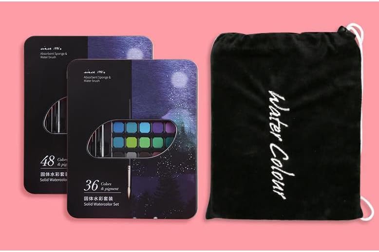INFINTIY 48 Watercolor Painting Set includes paint brushes, a water tank brush, watercolor sketchbook along with color mixing tray and a gift box drawing kit for Kids, Artists and Beginners
