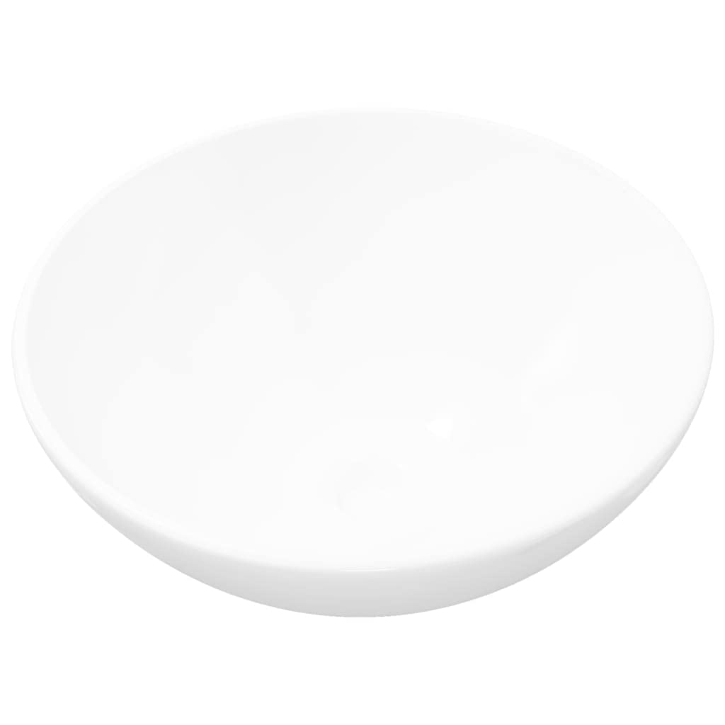 vidaXL Ceramic Bathroom Sink Basin White Round Above Counter Washroom Fixture
