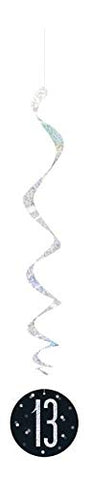 Unique 83781 Black Prismatic 13th Birthday Hanging Decorations,32" 6 Pcs, Age 13