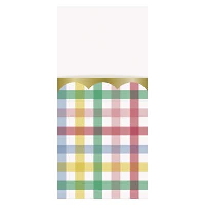 Unique Party 39797 Paper Cutlery Pouches-Spring Gingham Design-Pack of 8, Multicolour