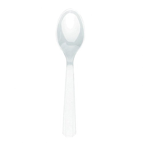 Vibrant Frosty White Plastic Spoons (Pack Of 20) - Eco-Friendly, Durable & Eye-catching, Perfect For Parties & Events