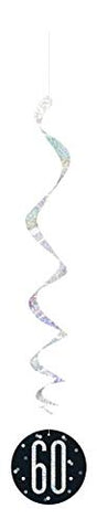 Unique 83788 Black Prismatic 60th Birthday Hanging Decorations,32" 6 Pcs, Age 60