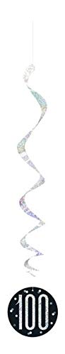 Unique 83792 Black Prismatic 100th Birthday Hanging Decorations,32" 6 Pcs, Age 100