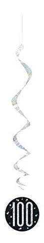 Unique 83792 Black Prismatic 100th Birthday Hanging Decorations,32" 6 Pcs, Age 100