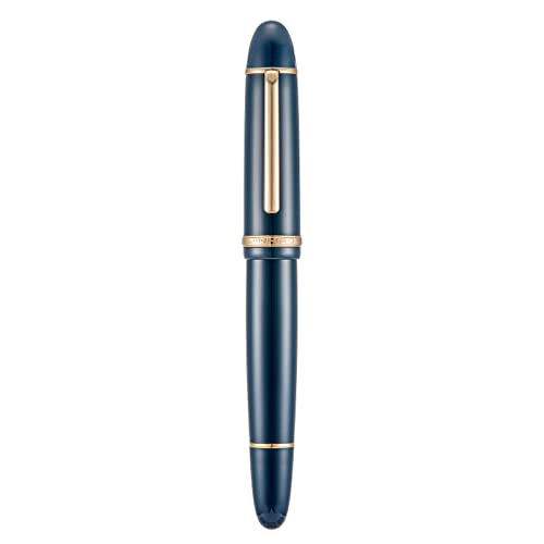 Jinhao X159 Dark Blue Acrylic Fountain Pen, Size 8 Extra Fine Nib Gold Trim Classic Design Smooth Writing Pen with Converter