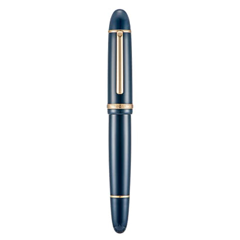 Jinhao X159 Dark Blue Acrylic Fountain Pen, Size 8 Extra Fine Nib Gold Trim Classic Design Smooth Writing Pen with Converter