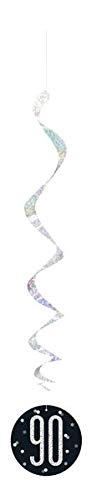 Unique 83791 Black Prismatic 90th Birthday Hanging Decorations,32" 6 Pcs, Age 90