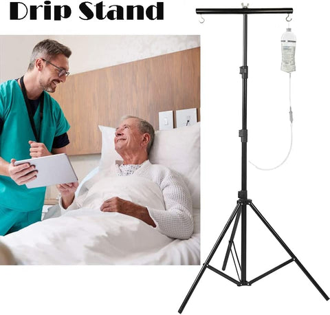 GIFTMAX Hospital IV Drip Glucose Saline Stand for Multipurpose Adjustable drip Stand with Carry Bag IV Drip Stand for Home, Clinic, Hospital