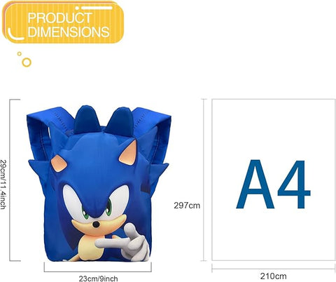 Bonamana Sonic Toddler Backpack 3D Printed 14 Inch Waterproof Tails Look Backpack for Kids Travel School Bag Book Small Bags Children's School Bag for 2-4 years old (Blue 2 Generation)