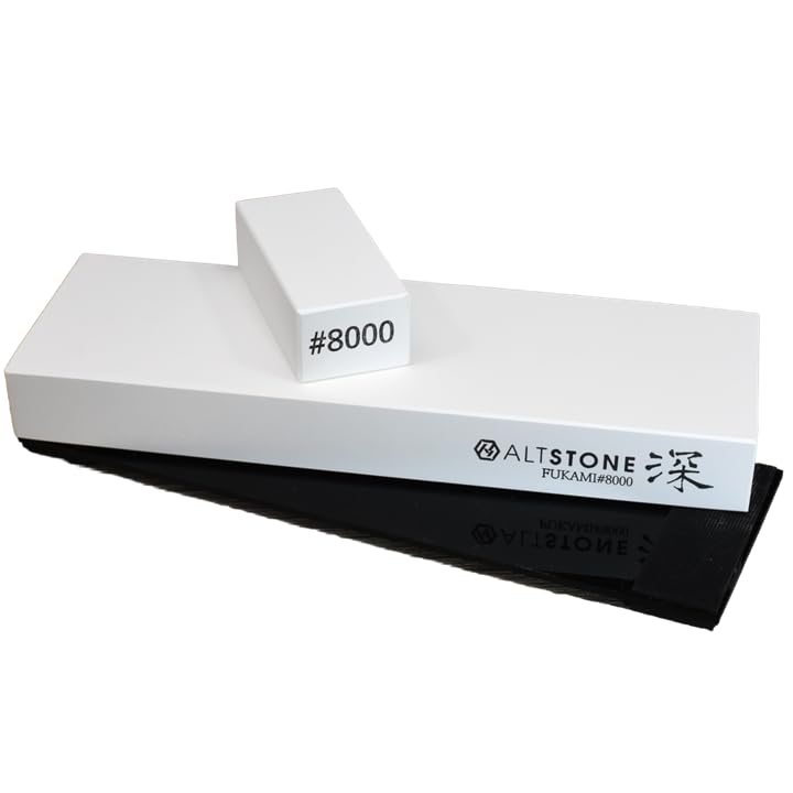 ALTSTONE Whetstone Sharpening stone super finishing grit 8000 w/Nagura, 7.1" x 2.4" x 0.8" (home size), Made in Japan (#8000)