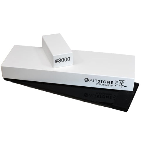 ALTSTONE Whetstone Sharpening stone super finishing grit 8000 w/Nagura, 7.1" x 2.4" x 0.8" (home size), Made in Japan (#8000)