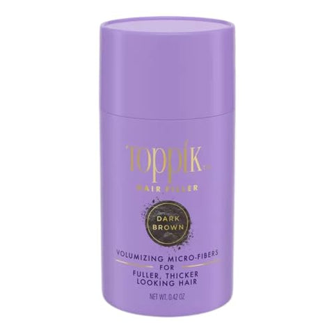 Toppik Hair Filler Keratin Hair Fiber Powder 12g - Hair Thickener for Women, Camoflauge Roots, Fills Hairline Gaps For Fuller Hair - Dark Brown
