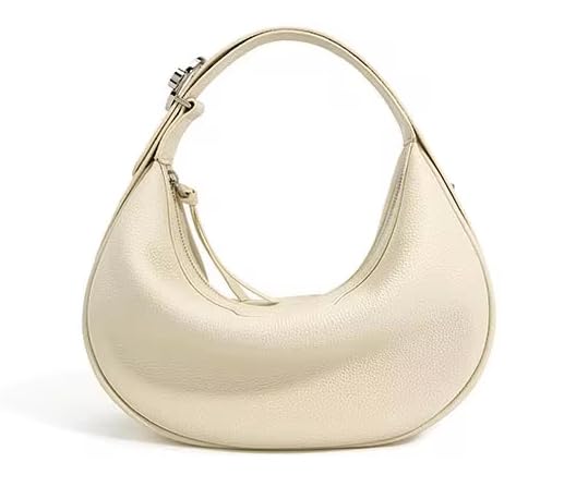 Hobo Genuine Leather Handbag, Top Handle Shoulder Bag for Women, Milk White