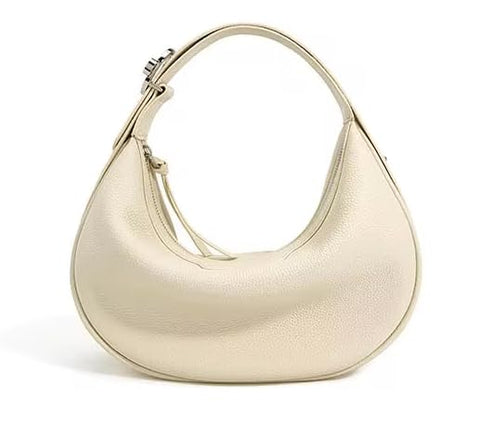 Hobo Genuine Leather Handbag, Top Handle Shoulder Bag for Women, Milk White