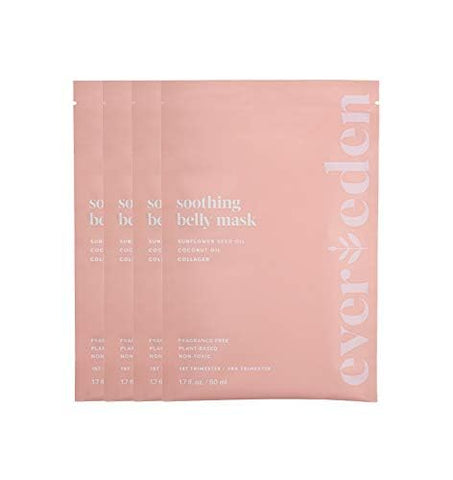 Evereden Soothing Belly Mask - 4 Belly Masks for Pregnant Women 2nd & 3rd Trimester - Hydrating, Nourishing, & Soothing Pregnancy Skin Care Belly Masks - Clean & Vegan Pregnancy & Maternity Products